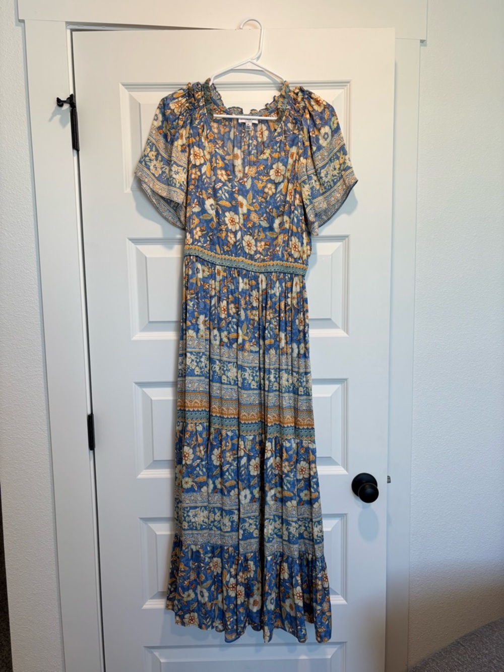 Current Air Blue Floral Maxi Dress with Yellow Accents